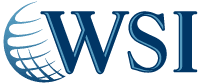Blue WSI logo featuring a stylized globe beside the serif letters "WSI"; unrelated to golf simulators.
