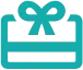 Teal gift card icon with a bow and stripe, representing Silverwood’s Golf & Lounge in Kanata.